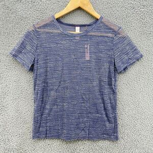Victoria's Secret T Shirt Blue Sparkle Mesh Sheer Short Sleeve Size M Blouse NWT
